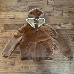 Vintage William Barry Made In USA Suede Detroit Style Hoodie with Fur Lining